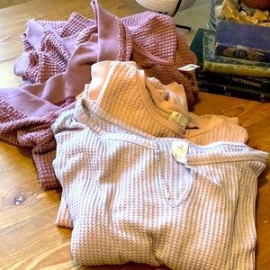 Pink, Mauve & Purple Waffle Knit Tops
